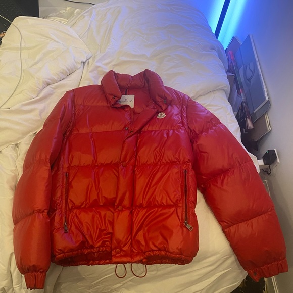 Moncler Shiny Red Down Jacket - Picture 1 of 5